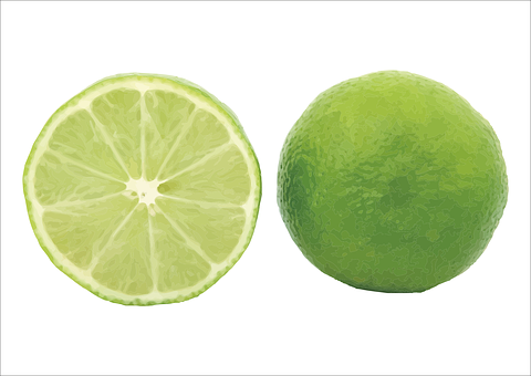 Wholeand Halved Lime PNG Image