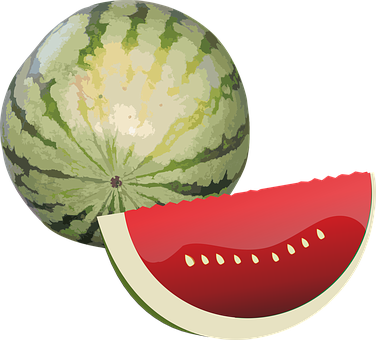 Wholeand Sliced Watermelon Illustration PNG Image