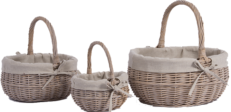 Wicker Basketswith Linen Liners PNG Image