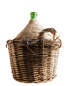 Wicker Wrapped Bottlein Basket PNG Image