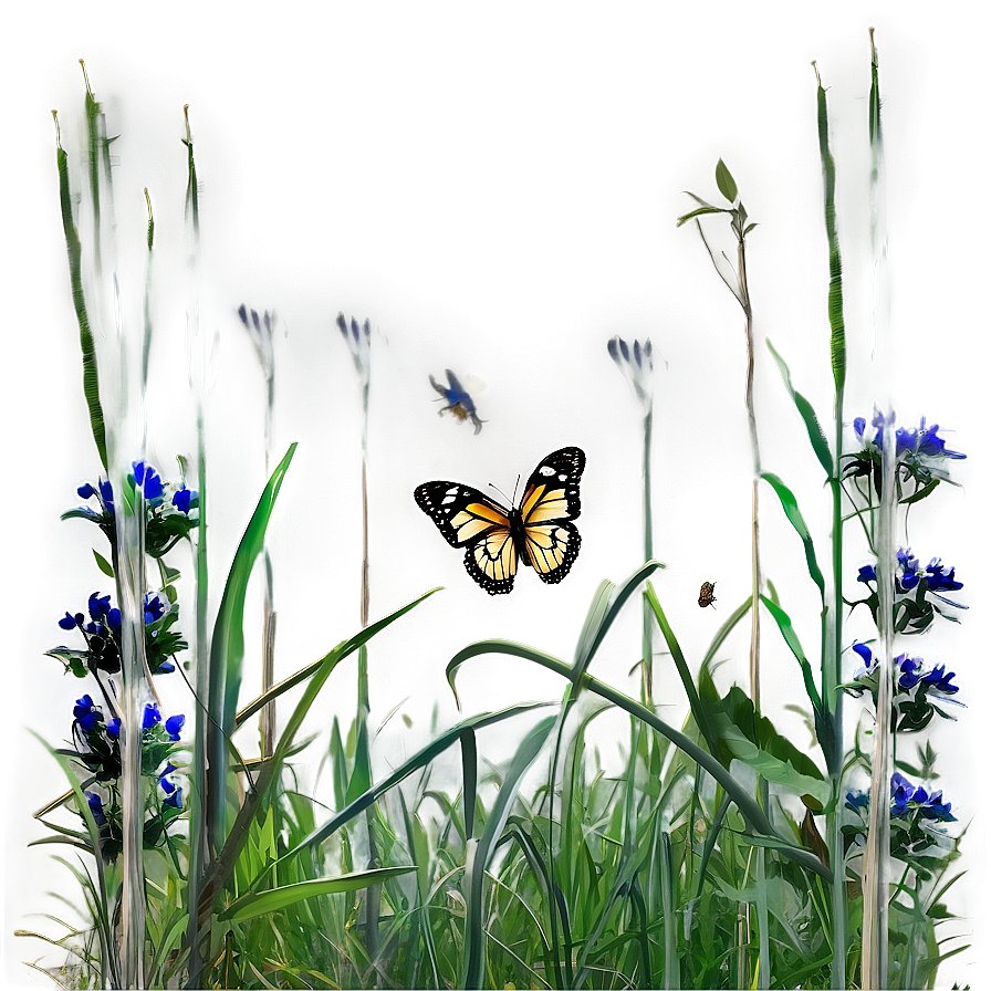 Wild Grass And Butterflies Png 86 PNG Image