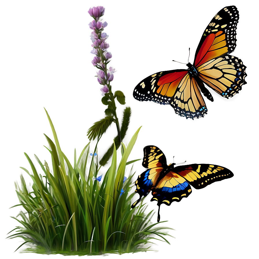 Wild Grass And Butterflies Png Hoy PNG Image