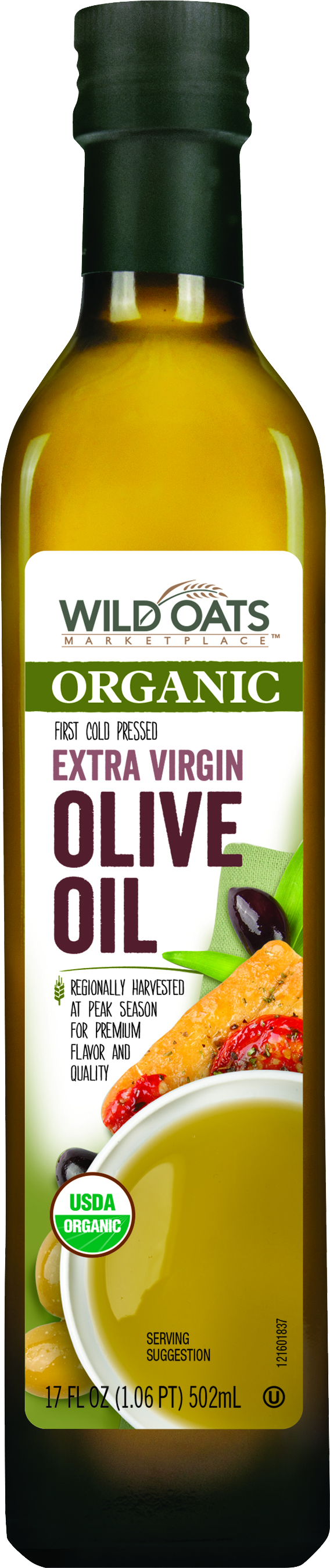 Wild Oats Organic Extra Virgin Olive Oil Bottle PNG Image