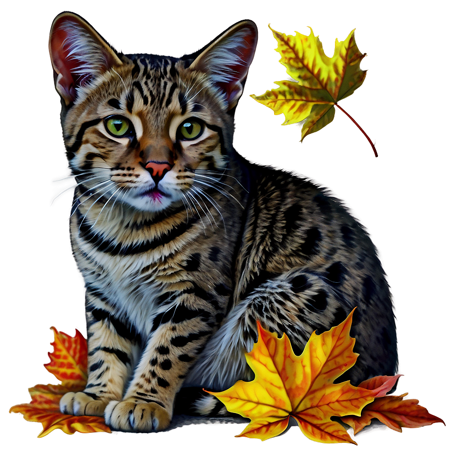 Wildcat In Autumn Leaves Png 85 PNG Image