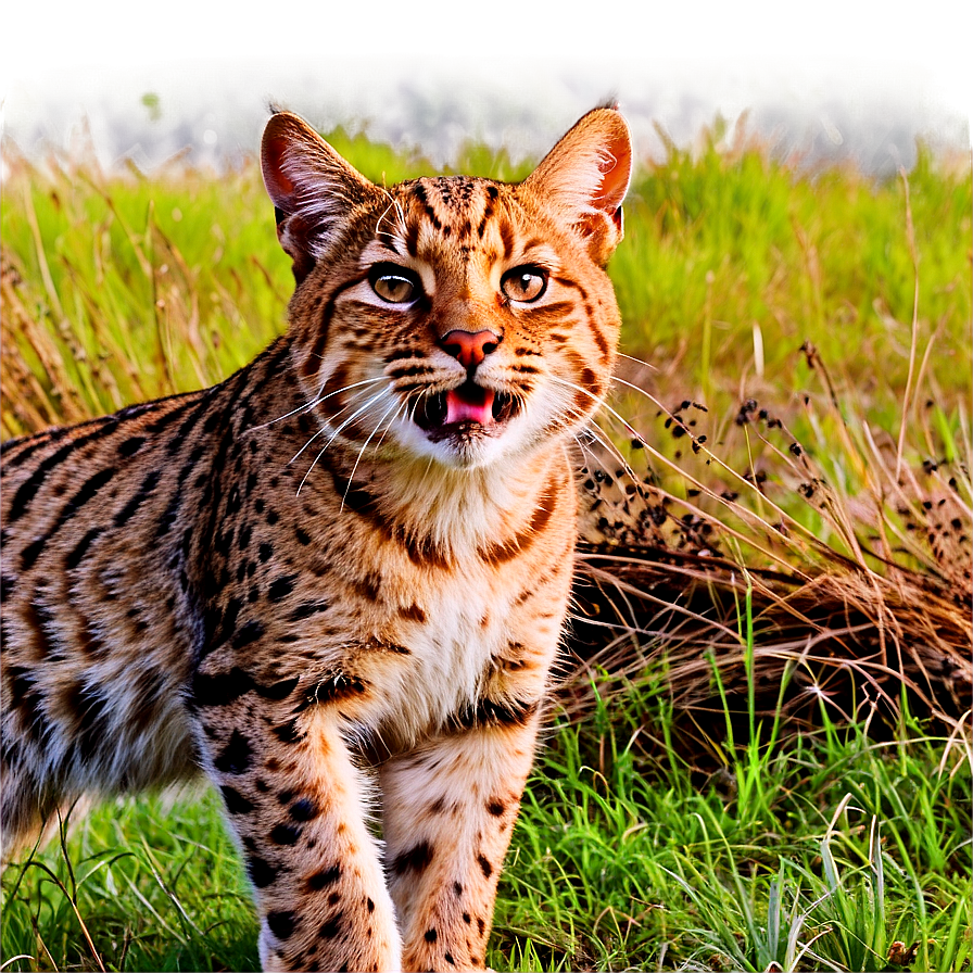 Wildcat In Grassland Png Dub5 PNG Image