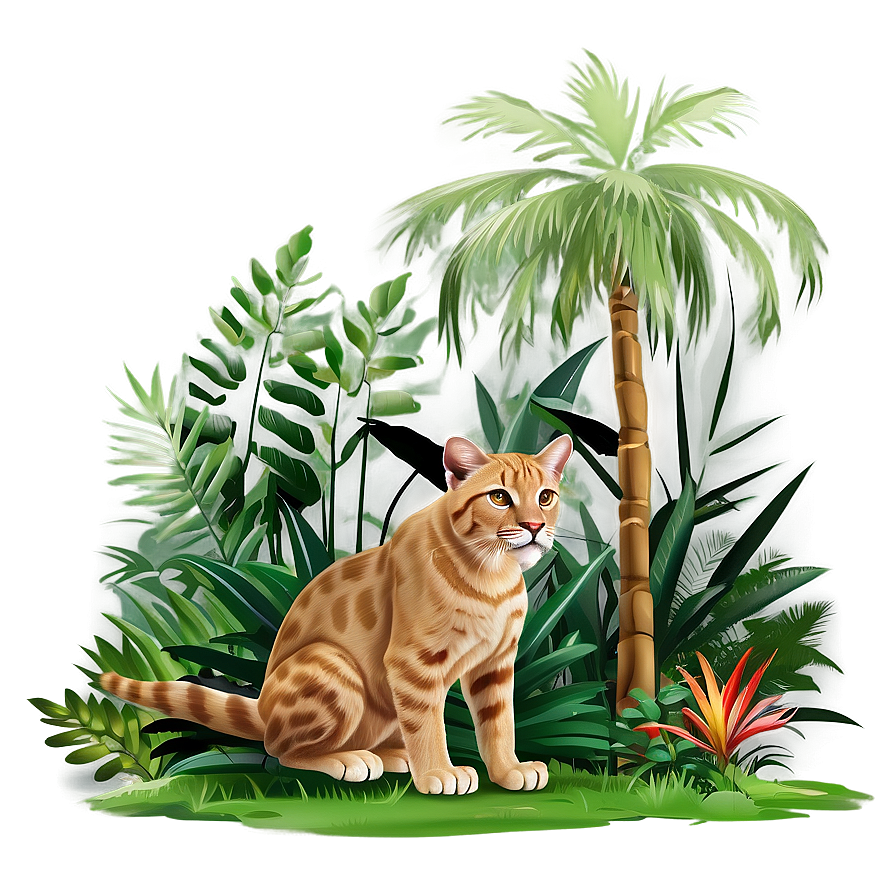 Wildcat In Jungle Scene Png Ird PNG Image