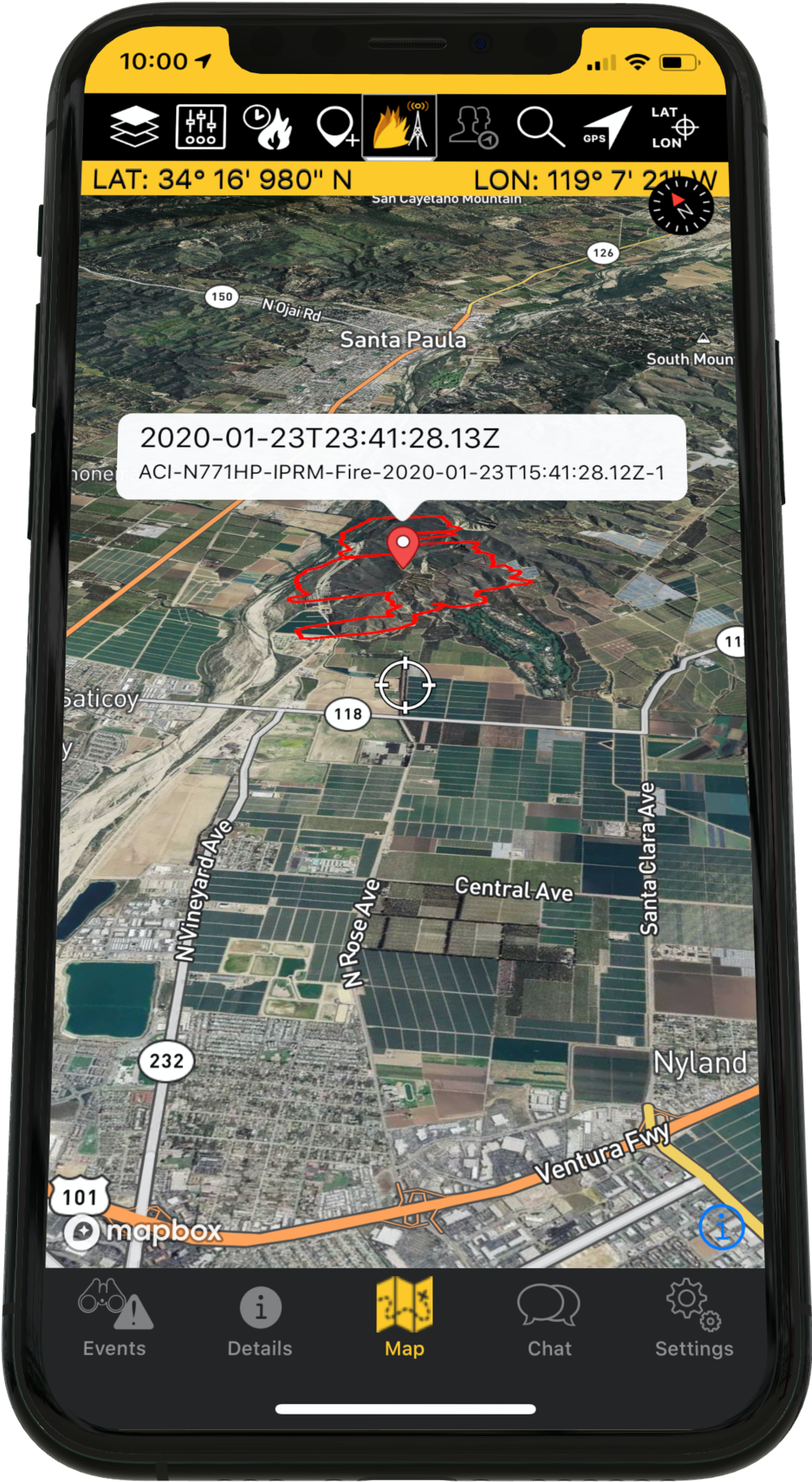 Wildfire Mapping Mobile App Screenshot PNG Image