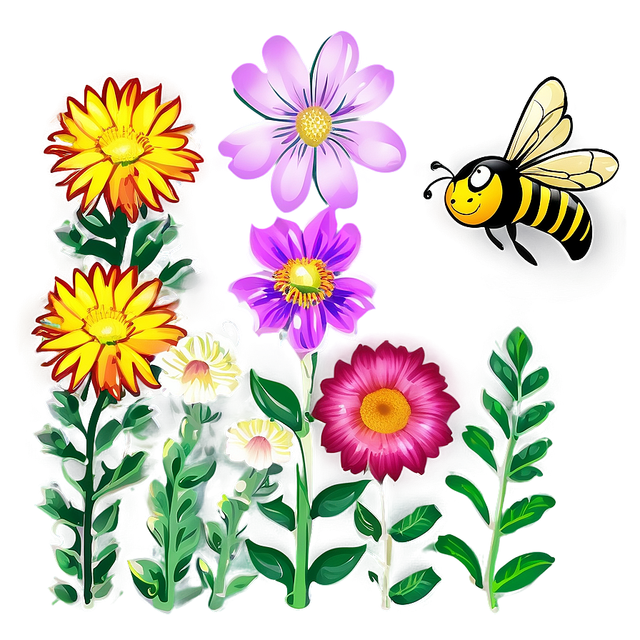 Wildflowers And Bees Png Neu17 PNG Image