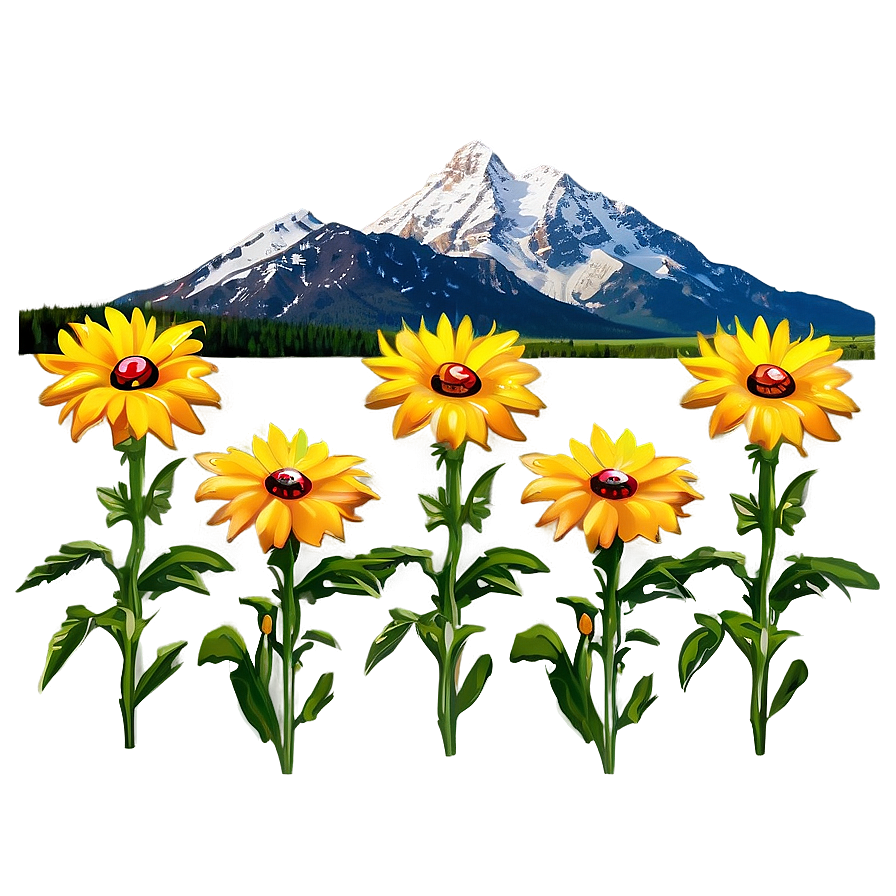 Wildflowers And Mountains Png 06202024 PNG Image