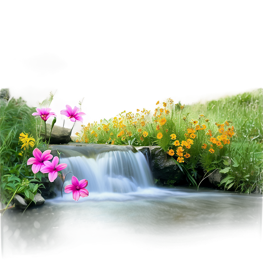 Wildflowers By Waterfall Png 38 PNG Image