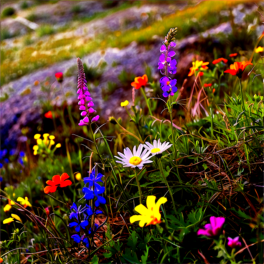 Wildflowers On Hillside Png 72 PNG Image