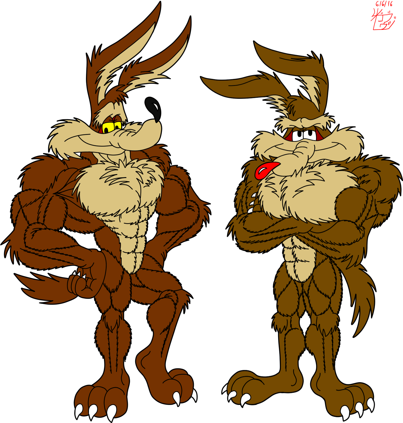 Wile_ E_ Coyote_ Muscular_ Versions PNG Image