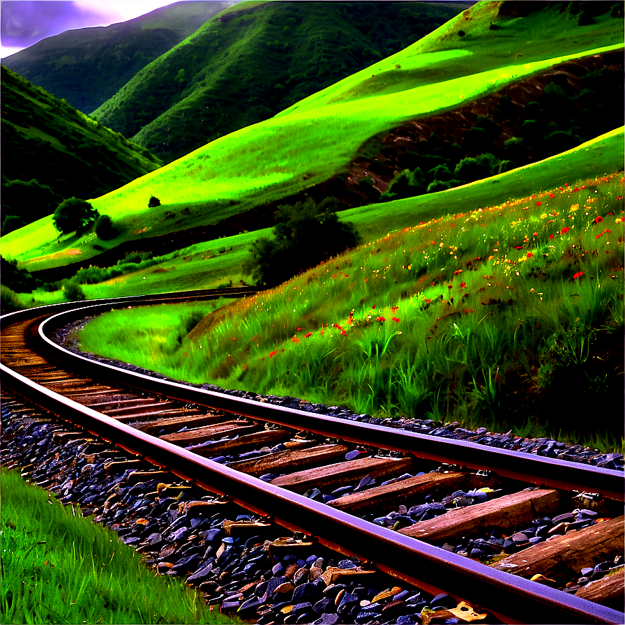 Winding Railroad Tracks Through Hills Png Mrk6 PNG Image