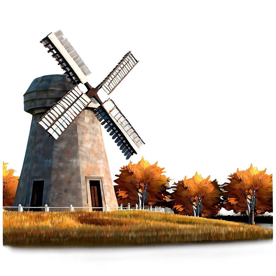 Windmill In Autumn Png Wpp19 PNG Image