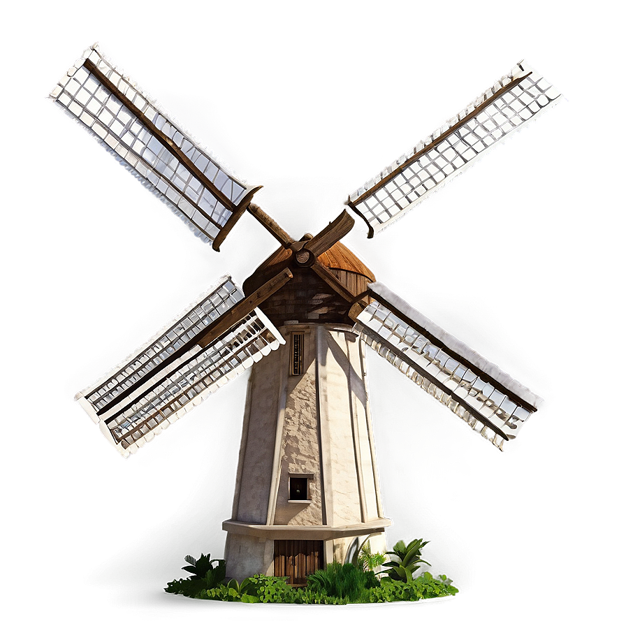 Windmill In Lush Greenery Png 05242024 PNG Image