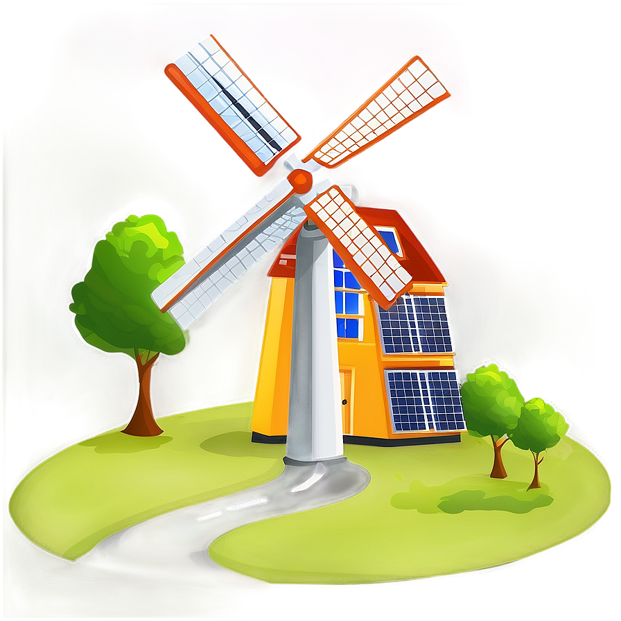 Windmill With Solar Panels Png Hrj17 PNG Image