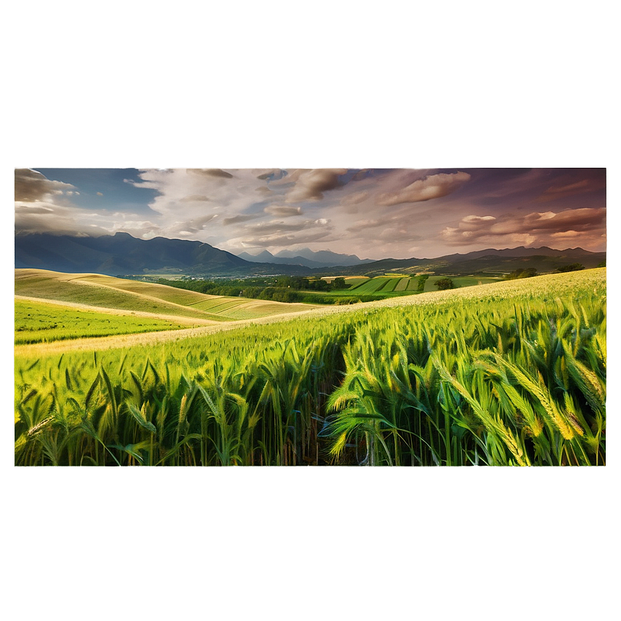 Windy Wheat Field Scenery Png Vcm PNG Image