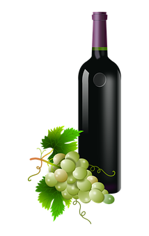 Wine Bottleand Grapes Vector Illustration PNG Image