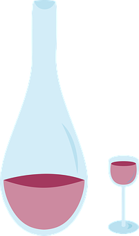 Wine Decanterand Glass Vector PNG Image