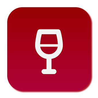 Wine Glass Icon Red Background PNG Image