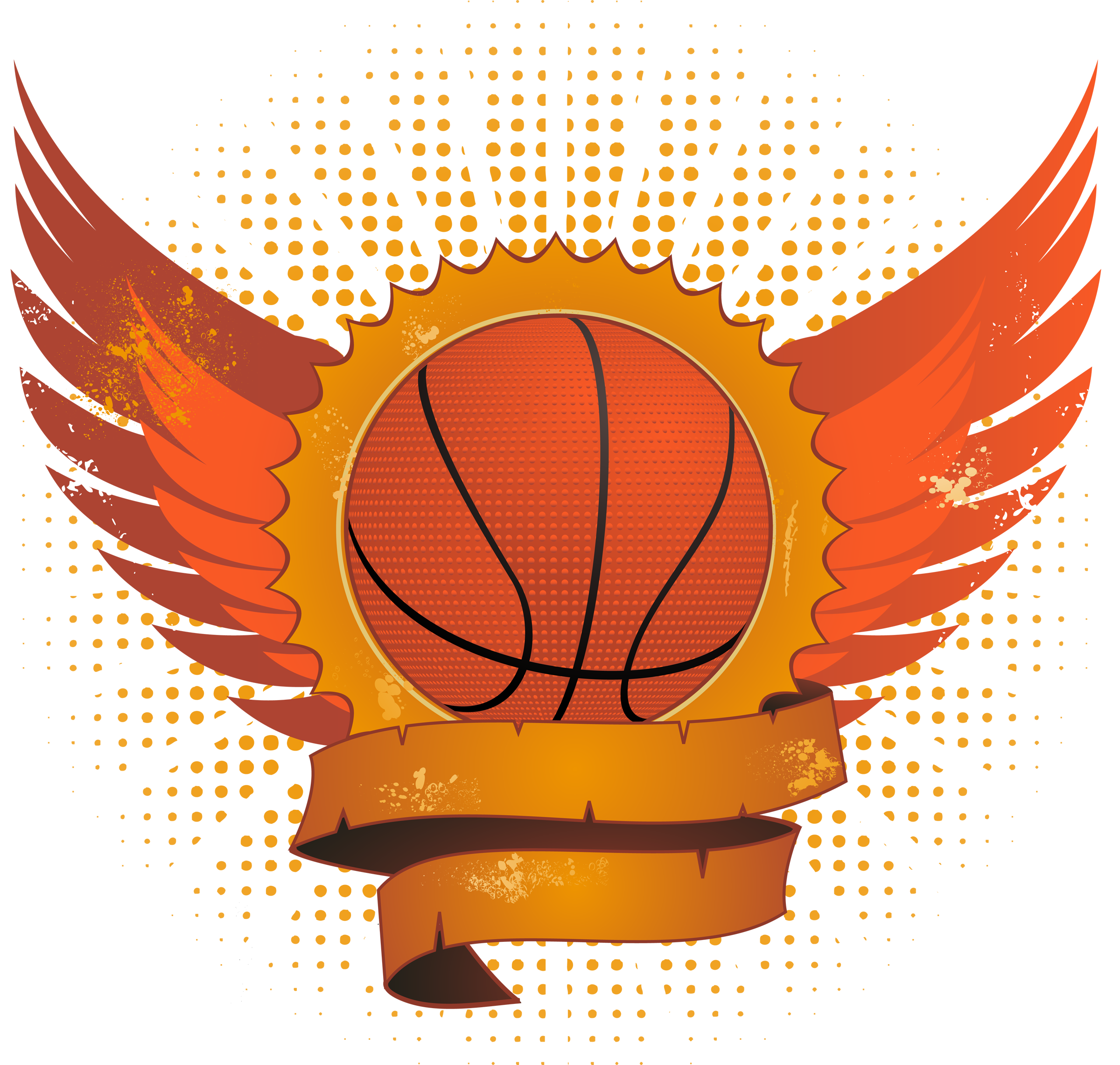 Winged Basketball Logo Design PNG Image