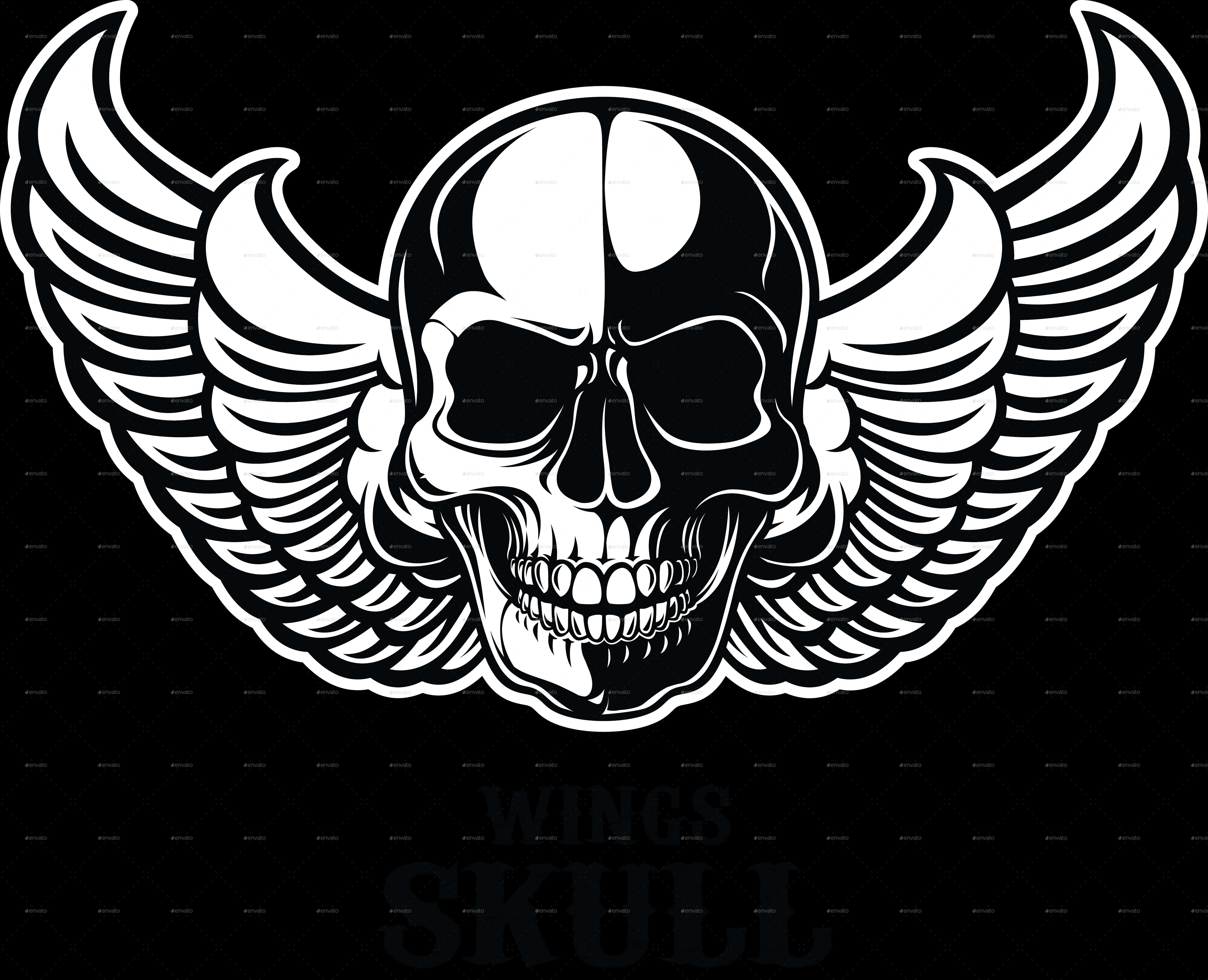 Winged Skull Graphic PNG Image