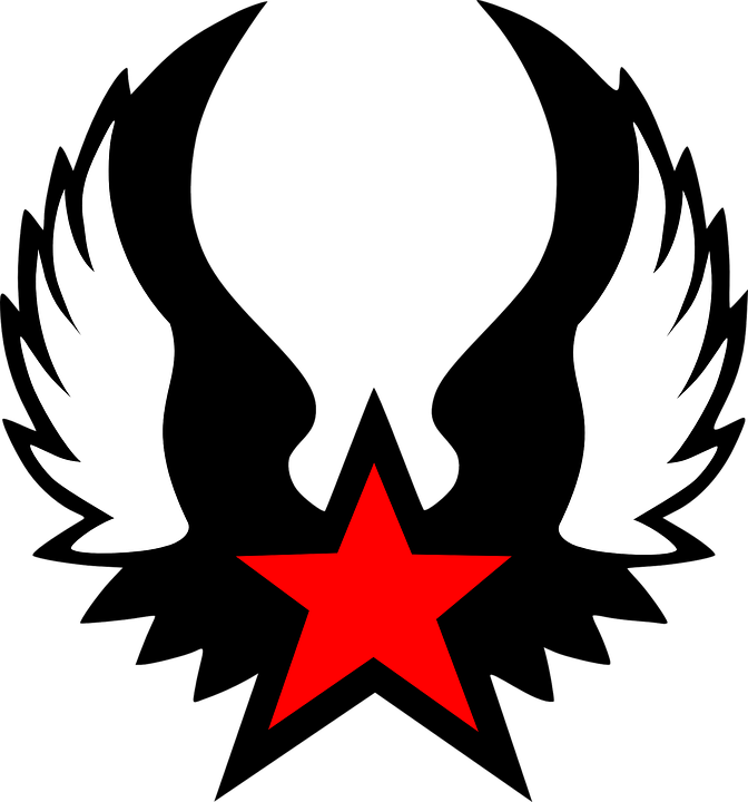 Winged Star Tattoo Design PNG Image