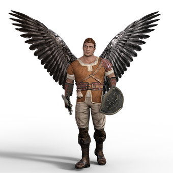 Winged Warrior Fantasy Artwork PNG Image