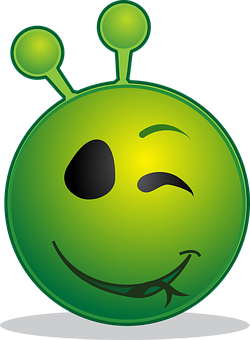 Winking Alien Emoji Graphic PNG Image