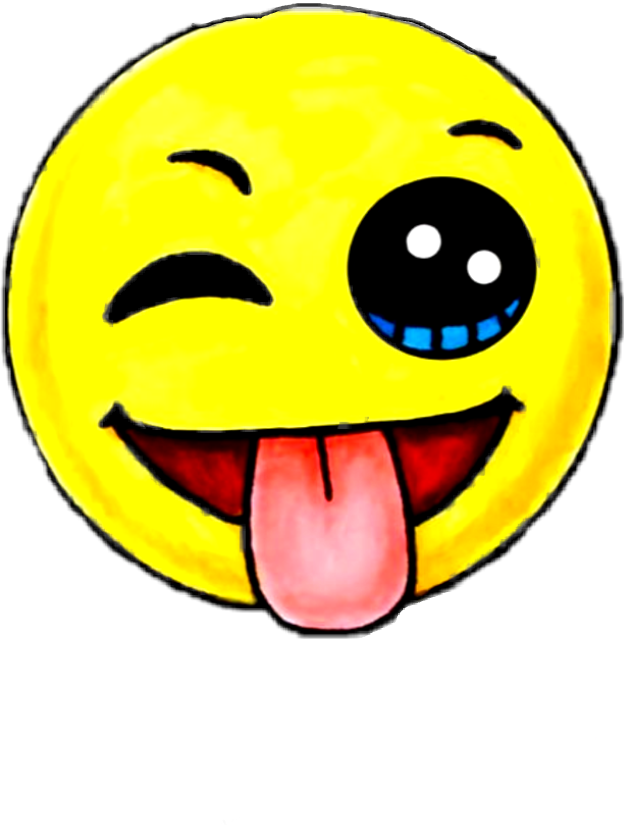 Winking Face With Tongue Out Emoji Art PNG Image