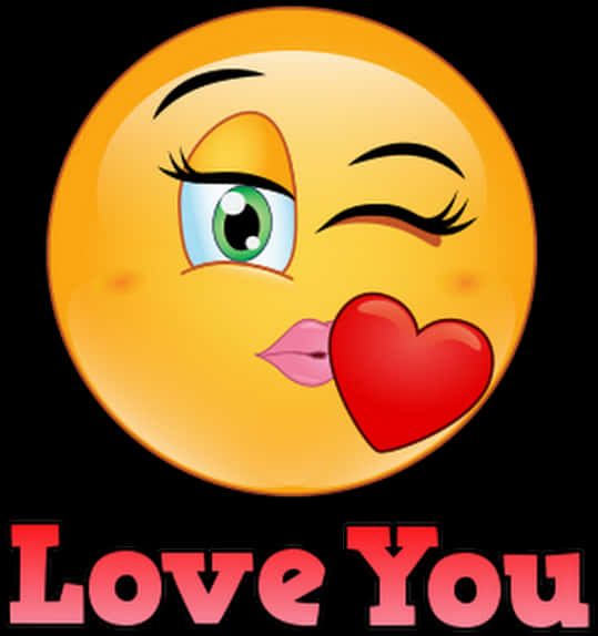 Winking_ Kiss_ Emoji_ Love_ You_ Text PNG Image