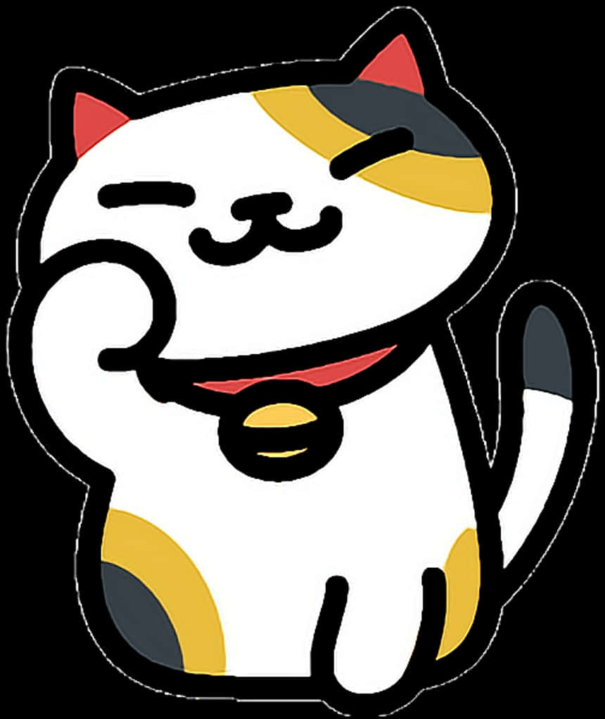 Winking Lucky Cat Sticker PNG Image