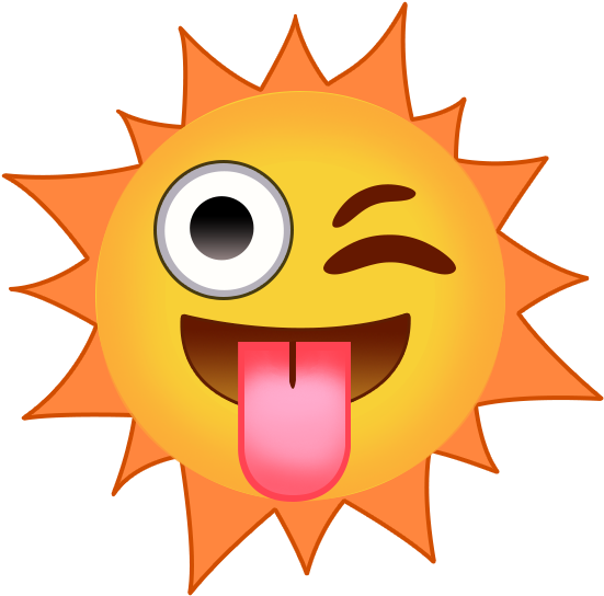 Winking Sun Emoji Summer Vibes PNG Image