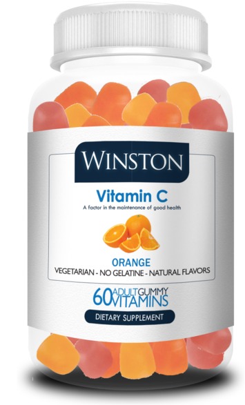 Winston Vitamin C Gummy Supplement Bottle PNG Image