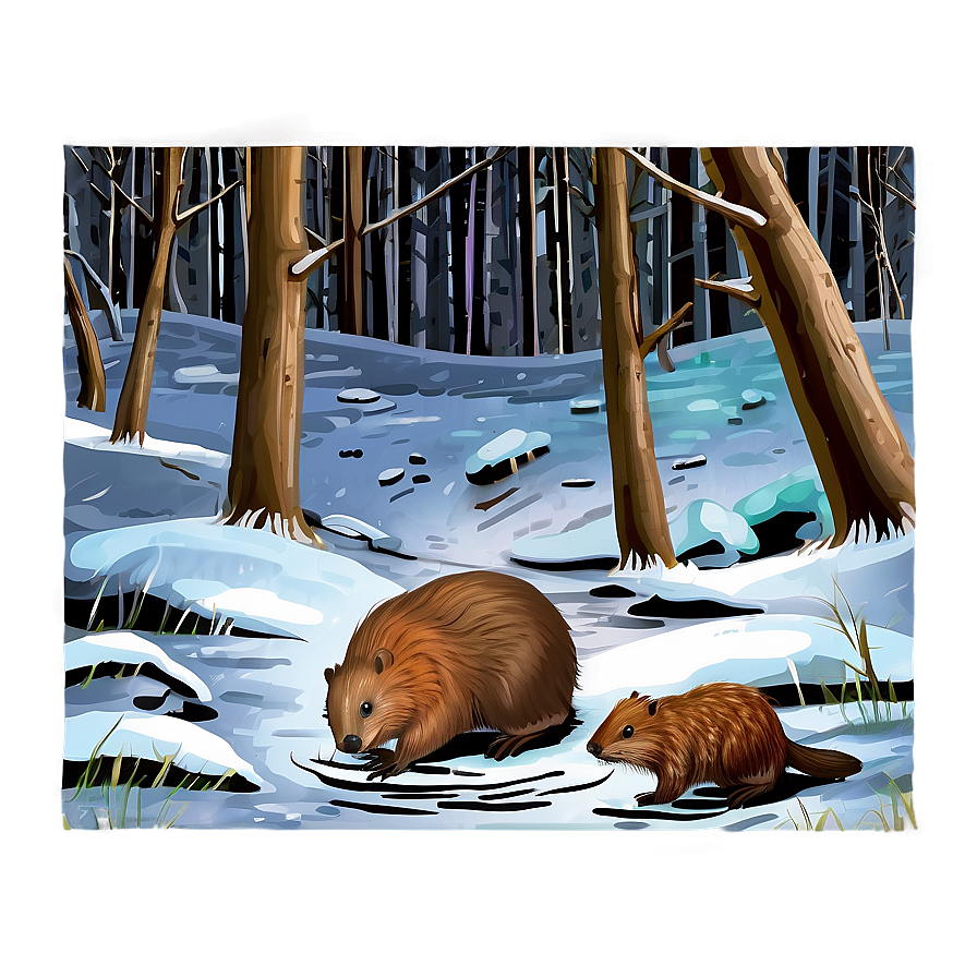 Winter Beaver Scene Png Ehi20 PNG Image