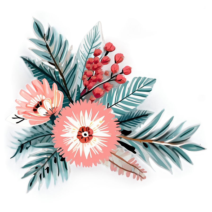 Winter Boho Flowers Png Hty PNG Image