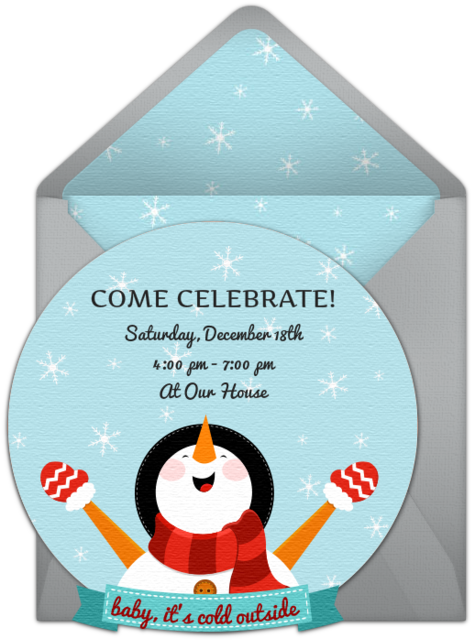 Winter Celebration Invitation Snowman PNG Image