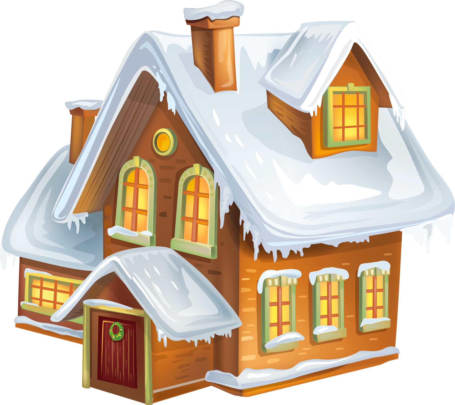 Winter Cottage Clipart PNG Image