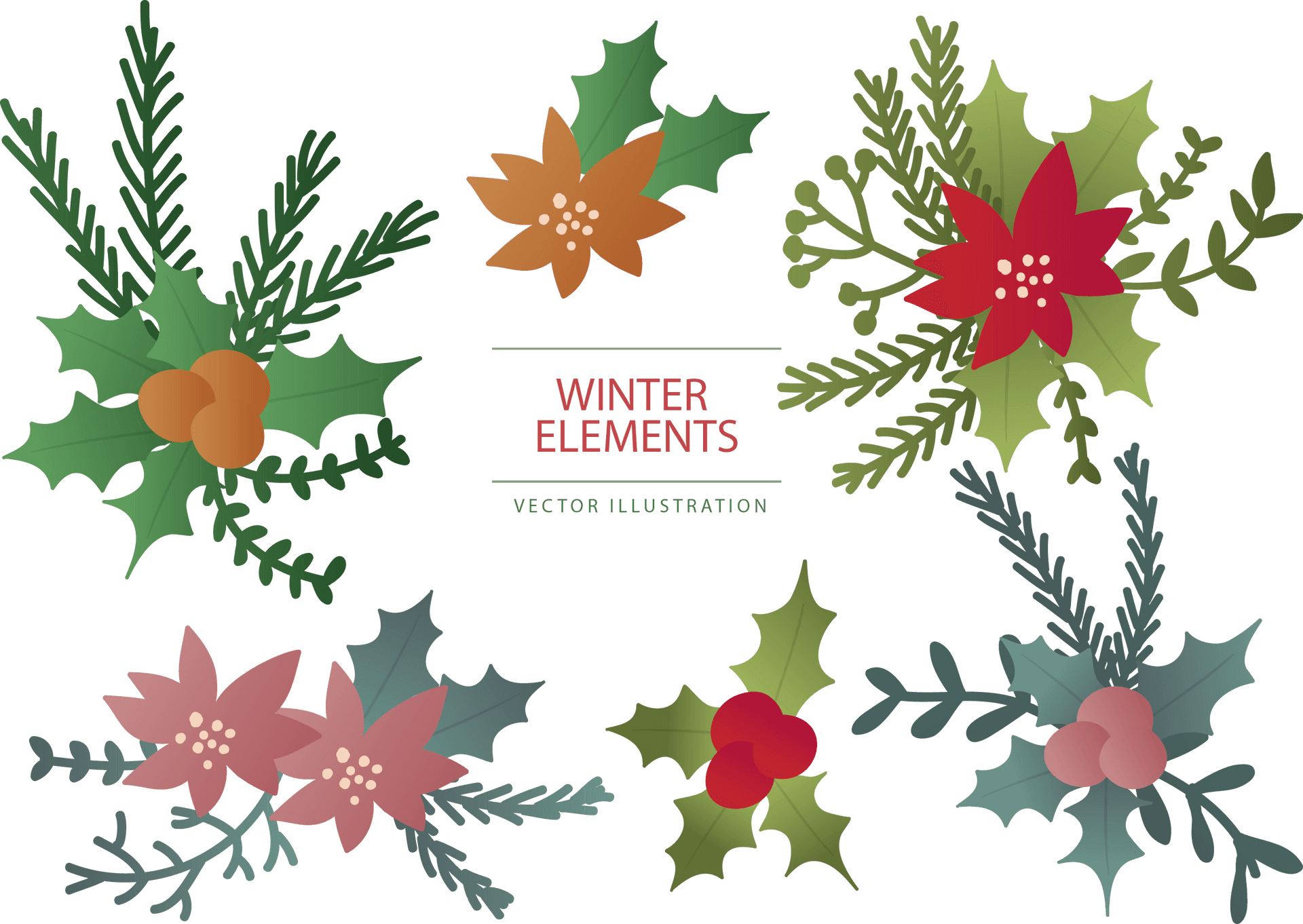 Winter Elements Vector Illustration PNG Image