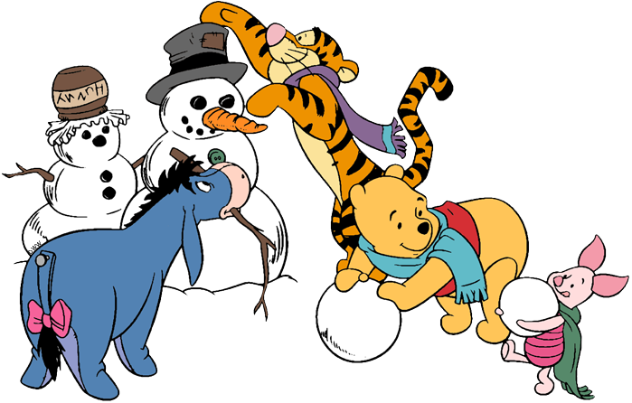 Winter Friends Building Snowman PNG Image