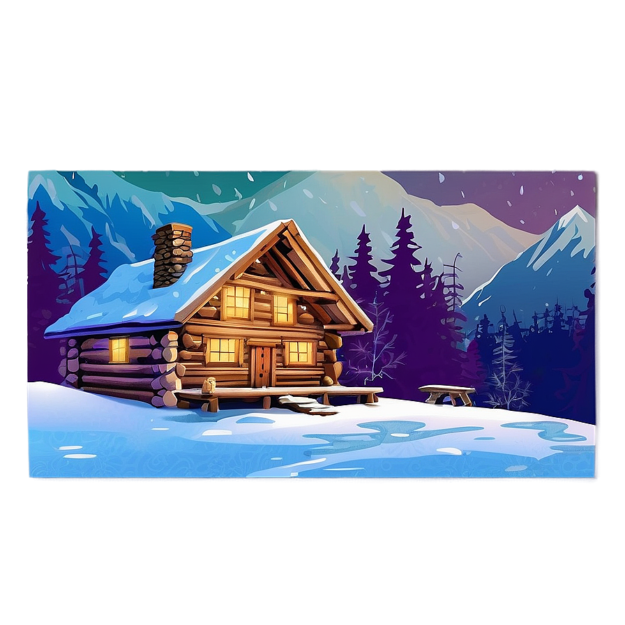 Winter Log Cabin Scene Png 81 PNG Image