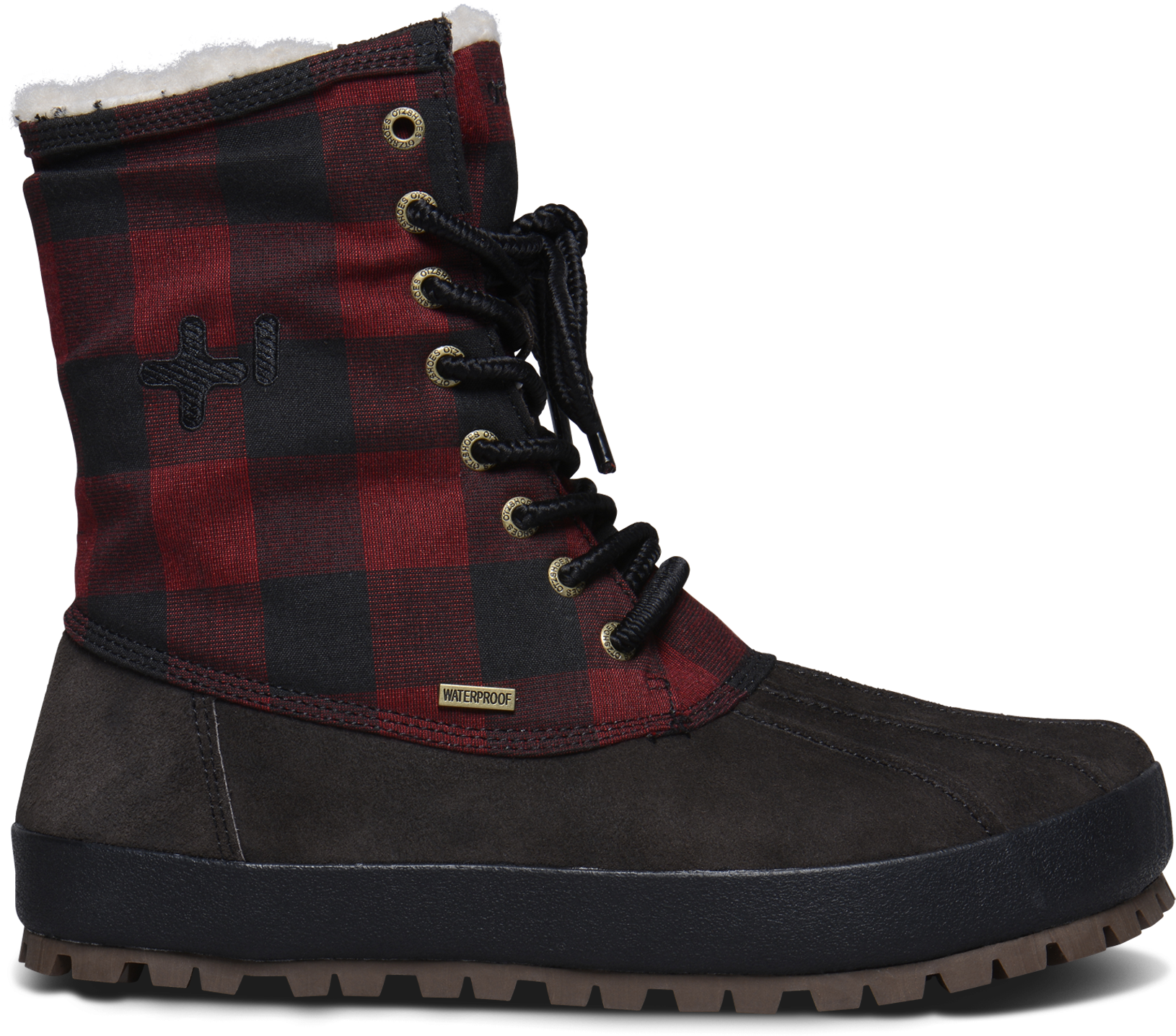 Winter Plaid Lace Up Boot PNG Image