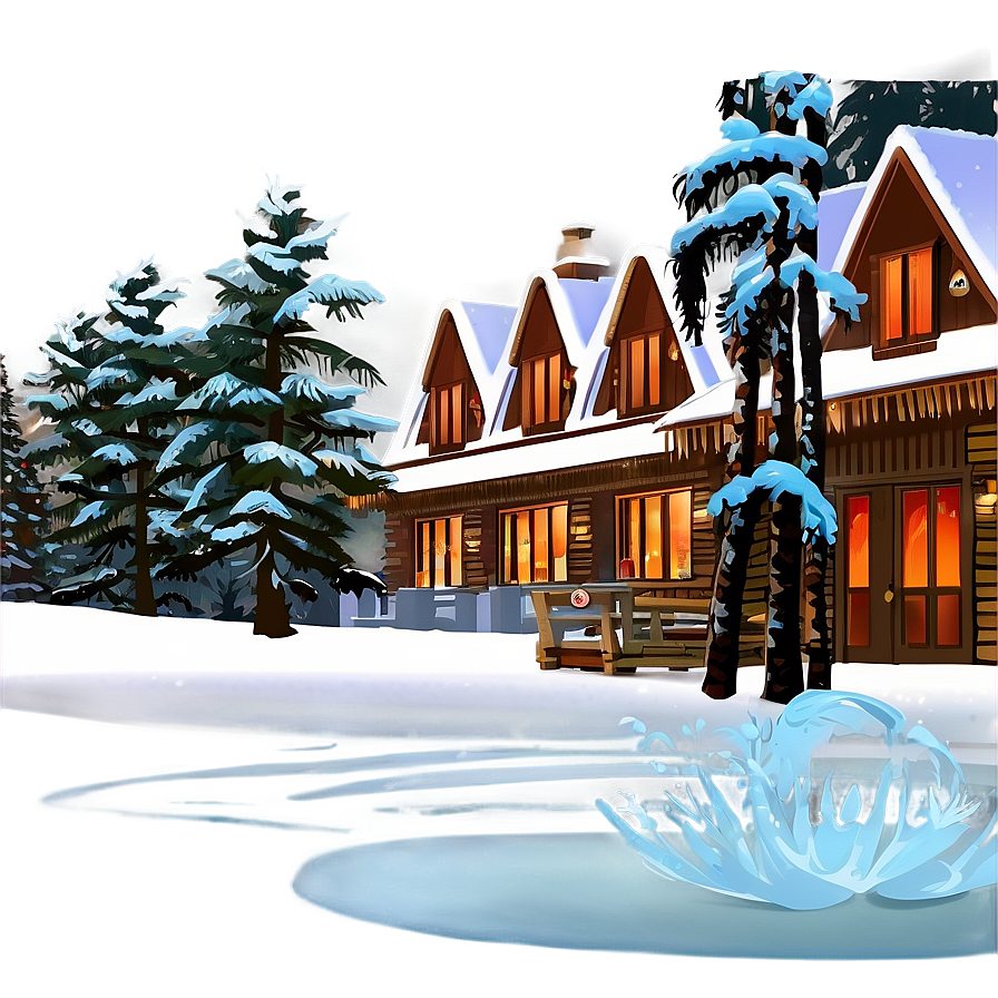 Winter Ski Lodge Scene Png Fye PNG Image