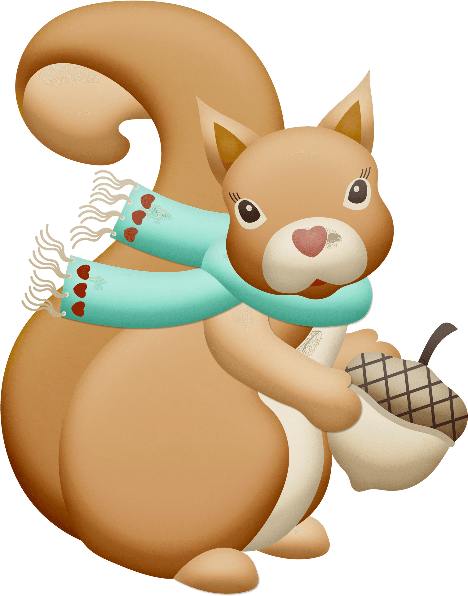 Winter Squirrelwith Scarfand Acorn.png PNG Image