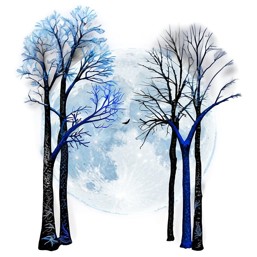 Winter Trees And Full Moon Png Alf60 PNG Image