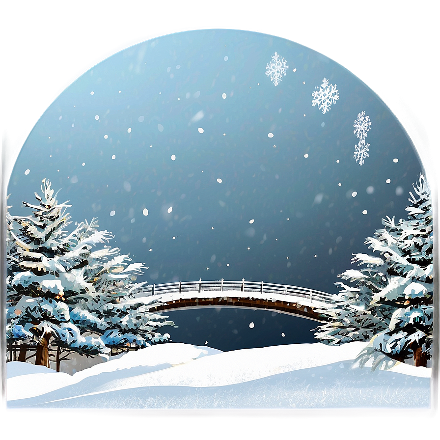 Winter Trees And Snowy Bridge Png Ntv PNG Image