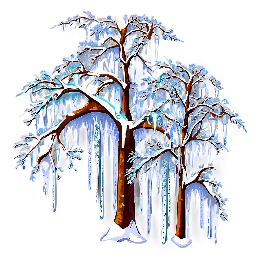 Winter Trees With Icicles Png 06292024 PNG Image