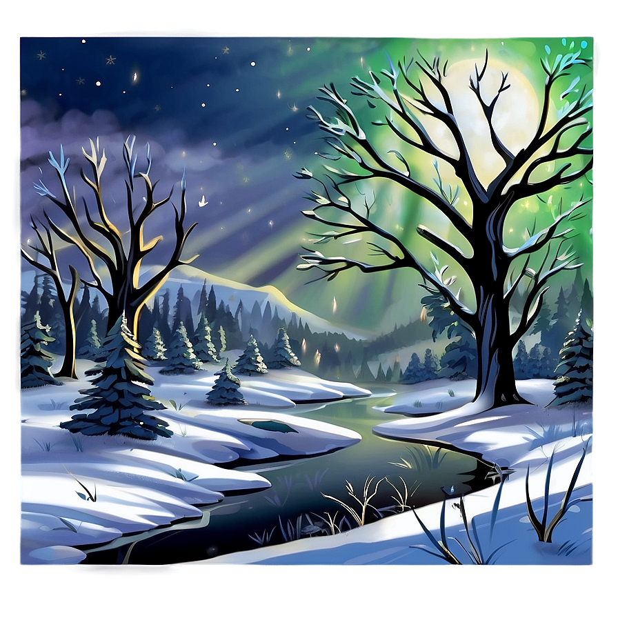 Wintery Antler Landscape Png Log PNG Image