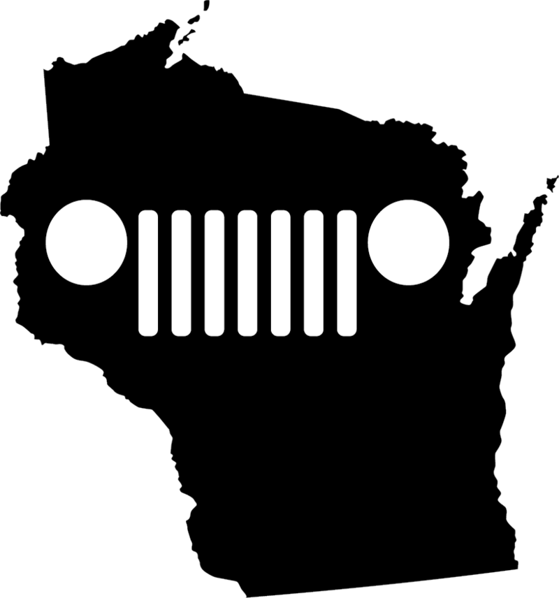 Wisconsin State Outline Jeep Grill Graphic PNG Image