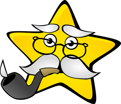 Wise Star Cartoon Character PNG Image